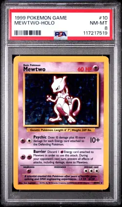1999 Pokemon Game Mewtwo Holo PSA 8 10/102 - Image 1
