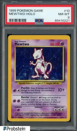 1999 POKEMON GAME #10 MEWTWO-HOLO PSA 8 NM-MT - Image 1