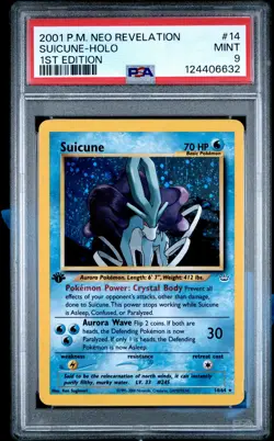 2001 POKEMON NEO REVELATION 1ST ED #14 SUICUNE-HOLO PSA 9 - Image 1
