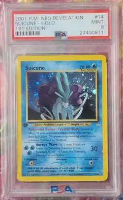 2001 POKEMON NEO REVELATION 1ST ED #14 SUICUNE-HOLO PSA 9 - Image 1