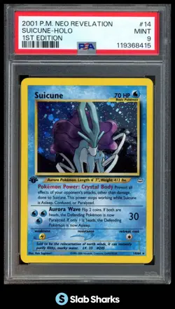2001 POKEMON NEO REVELATION 1ST EDITION #14/64 SUICUNE HOLO PSA 9 - Image 1