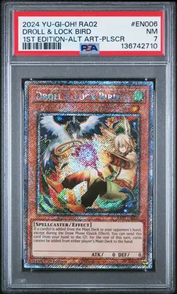 2024 YU-GI-OH! RA02-25TH ANV RARITY COLLECTION II #EN006 DROLL & LOCK BIRD PSA 7 - Image 1