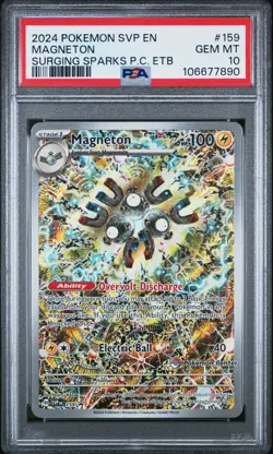 2024 POKEMON SURGING SPARKS POKEMON CENTER ETB PROMO SVP #159 MAGNETON PSA 10 - Image 1