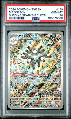 2024 POKEMON SURGING SPARKS POKEMON CENTER ETB PROMO SVP #159 MAGNETON PSA 10 - Image 1