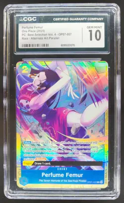 2025 ONE PIECE CCG PERFUME FEMER RARE ALTERNATE ART OP07-057 CGC 10 C PT - Image 1
