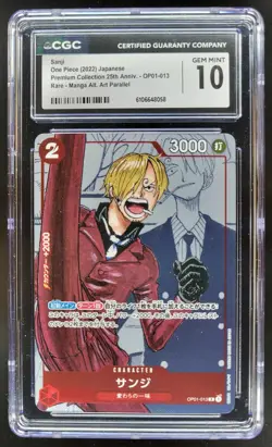 2022 ONE PIECE CCG JAPANESE SANJI MANGA ALTERNATE ART OP01-013 CGC 10 B PT - Image 1
