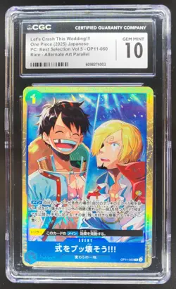 2025 ONE PIECE CCG JAPANESE LET'S CRASH THIS WEDDING!!! RARE ALT ART CGC 10 C PT - Image 1