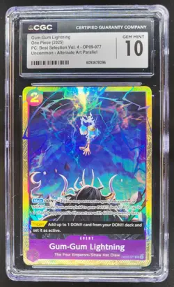 2025 ONE PIECE CCG GUM-GUM LIGHTNING ALT ART OP09-077 CGC 10 C PT - Image 1