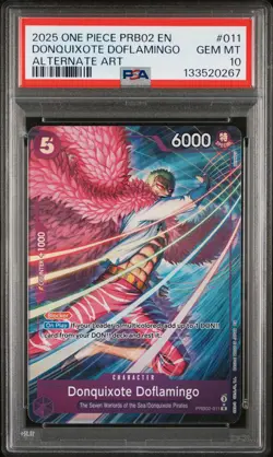 2025 ONE PIECE PRB02 ALTERNATE ART #011 DONQUIXOTE DOFLAMINGO PSA 10 - Image 1