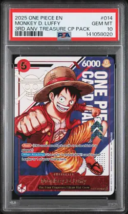2025 ONE PIECE 3RD ANNIVERSARY! TREASURE CAMPAIGN #014 MONKEY D. LUFFY PSA 10 - Image 1