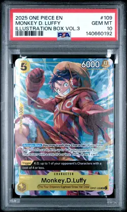 2025 ONE PIECE PROMOS ILLUSTRATION BOX VOL.3 #109 MONKEY D. LUFFY PSA 10 - Image 1