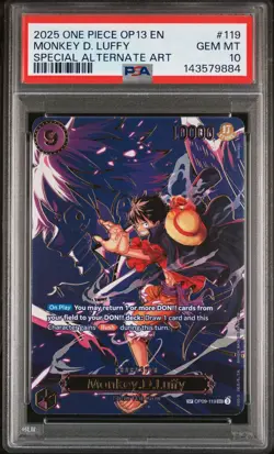 2025 ONE PIECE CARRYING ON HIS WILL SPECIAL ALT ART #119 MONKEY D. LUFFY PSA 10 - Image 1