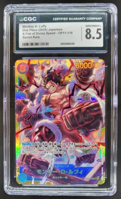 2025 ONE PIECE CCG JAPANESE MONKEY D. LUFFY SECRET RARE OP11-118 CGC 8.5 A PT - Image 1