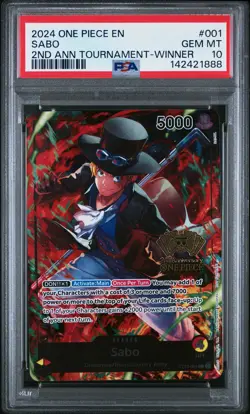 2024 ONE PIECE PROMOS 2ND ANNIV TOURNAMENT-WINNER #001 SABO PSA 10 - Image 1