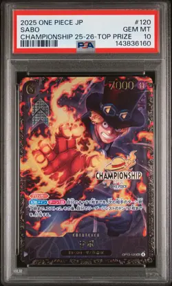 2025 ONE PIECE JAPANESE PROMOS CHAMP 25-26-TOP PRIZE #120 SABO PSA 10 - Image 1