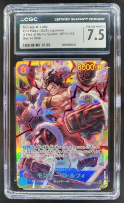 2025 ONE PIECE CCG JAPANESE MONKEY D. LUFFY SECRET RARE OP11-118 CGC 7.5 A PT - Image 1