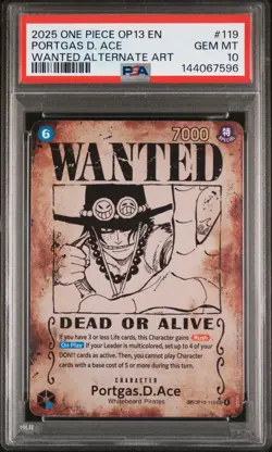 2025 ONE PIECE CARRYING ON HIS WILL WANTED ALT ART #119 PORTGAS D. ACE PSA 10 - Image 1