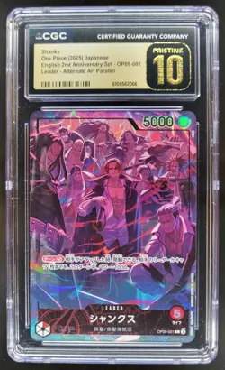 2025 ONE PIECE CCG JAPANESE SHANKS LEADER ALT ART OP09-001 CGC 10 PRISTINE C PT - Image 1