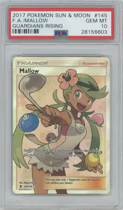 2017 POKEMON SUN & MOON GUARDIANS RISING #145 FULL ART/MALLOW PSA 10 - Image 1