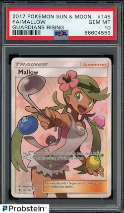 2017 Pokemon Sun & Moon Guardians Rising #145 Full Art Mallow PSA 10 - Image 1