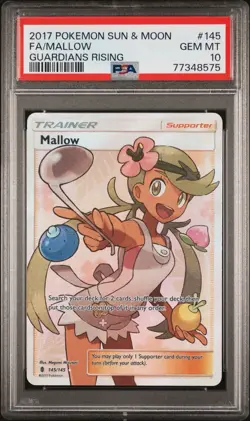 PSA 10 Mallow Full Art #145 2017 Pokemon Sun & Moon Guardians Rising - Image 1