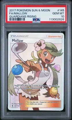 2017 POKEMON SUN & MOON GUARDIANS RISING #145 FULL ART/MALLOW PSA 10 - Image 1