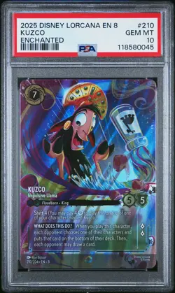2025 DISNEY LORCANA EN 8-REIGN OF JAFAR ENCHANTED KUZCO IMPULSIVE LLAMA PSA 10 - Image 1
