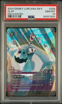 2024 DISNEY LORCANA SHIMMERING SKIES ENCHANTED OLAF HAPPY PASSENGER PSA 10 - Image 1