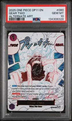 One Piece Gear Two A Fist of Divine Speed Alt Art OP11-080 PSA 10 - Image 1