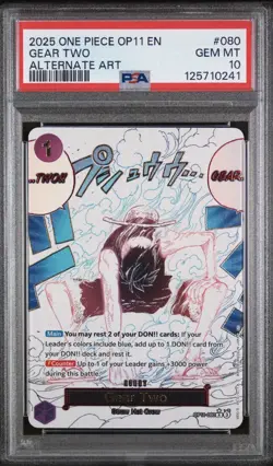 One Piece Gear Two Alt Art OP11-080 a Fist of Divine Speed English PSA 10 - Image 1