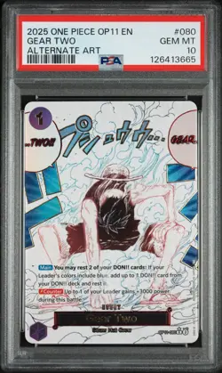 One Piece CCG Gear Two OP11-080 Alt Art (English) A Fist of Divine Speed PSA 10 - Image 1