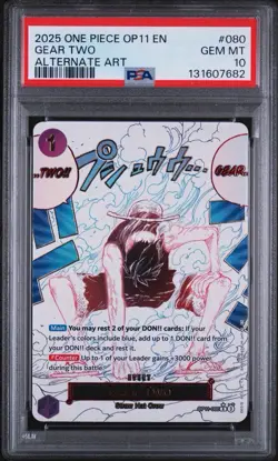 One Piece Gear Two Alt Art OP11-080 a Fist of Divine Speed English PSA 10 - Image 1