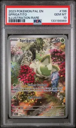 2023 POKEMON PAL EN-PALDEA EVOLVED ILLUSTRATION RARE #196 SPRIGATITO PSA 10 - Image 1