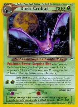 Dark Crobat - 2/105 - Pokemon Neo Destiny Unlimited Holo Rare Card WOTC HP - Image 1