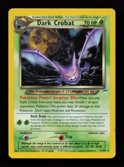 Dark Crobat 2/105 Holo Rare Neo Destiny Pokemon Card - Image 1