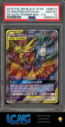 SM Promos #SM210 Moltres & Zapdos & Articuno GX Holo PSA 10 Pokemon TCG Card - Image 1