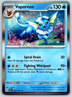 Vaporeon - Holo Rare - Prismatic Evolutions PRE 022/131 Pokemon Card NM - Image 1