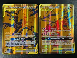 Pokemon Tag Team Reshiram Charizard SM247 & Pikachu Zekrom SM248 GX Jumbo Card G - Image 1