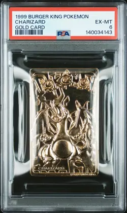 1999 BURGER KING POKEMON GOLD CARDS CHARIZARD PSA 6 - Image 1
