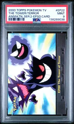 2000 TOPPS POKEMON TV ANIMATION SER 2 EPISODE CARDS THE TOWER OF TERROR PSA 9 - Image 1