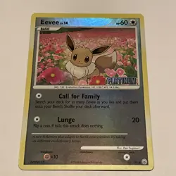 Pokemon Card - Eevee 62/100 - Stamped - Reverse Holo,=Platinum BK Promo. - Image 1