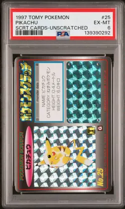1997 TOMY POKEMON SCRATCH CARDS UNSCRATCHED #25 PIKACHU PSA 6 - Image 1