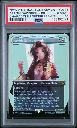 2025 MTG FINAL FANTASY CHARACTER BORDERLESS-FOIL AERITH GAINSBOROUGH PSA 10 - Image 1