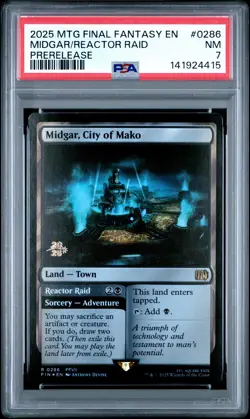 2025 MTG FINAL FANTASY PRERELEASE #0286 MIDGAR, CITY OF MAKO/REACTOR RAID PSA 7 - Image 1