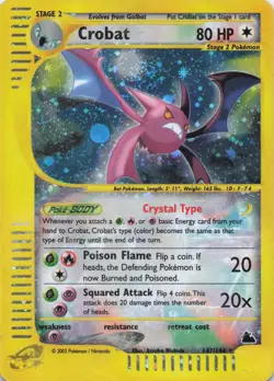Crobat Crystal 147/144 Skyridge Holo Ultra Secret Rare Pokemon TCG e-reader MP - Image 1