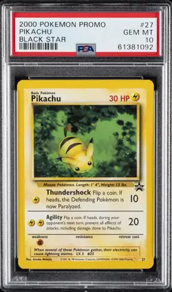 2000 POKEMON PROMO BLACK STAR #27 PIKACHU PSA 10 - Image 1