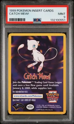 1999 POKEMON INSERT CARDS CATCH MEW! PSA 9 - Image 1