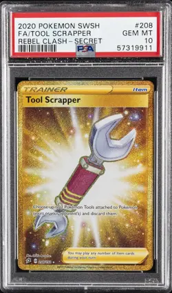 2020 POKEMON SWORD & SHIELD REBEL CLASH SECRET FULL ART/TOOL SCRAPPER PSA 10 - Image 1