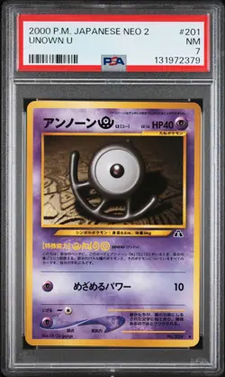 2000 POKEMON JPN NEO 2 #201 UNOWN U PSA 7 - Image 1