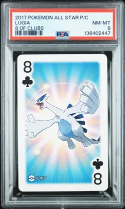 2017 POKEMON AS PLAYING CARDS 8 OF CLUBS LUGIA PSA 8 - Image 1